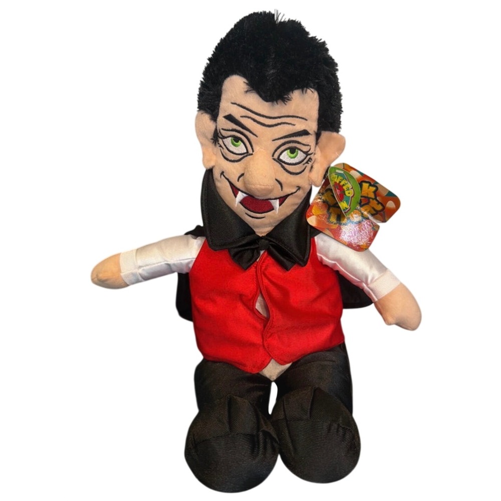 Vintage Sugar Loaf Dracula Vampire Halloween Plush 14" Stuffed Green Crane Toy